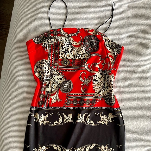 Scarf Print Spaghetti Strap Bodycon Dress NWOT - Picture 11 of 16